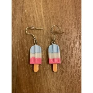 Summer Fun Ice Cream Popsicle Novelty Girls Sweet Cute Dangle Pink Blue Earrings